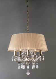 Olivia Antique Brass-Soft Bronze Crystal Ceiling Lights Diyas Shaded Crystal Fittings